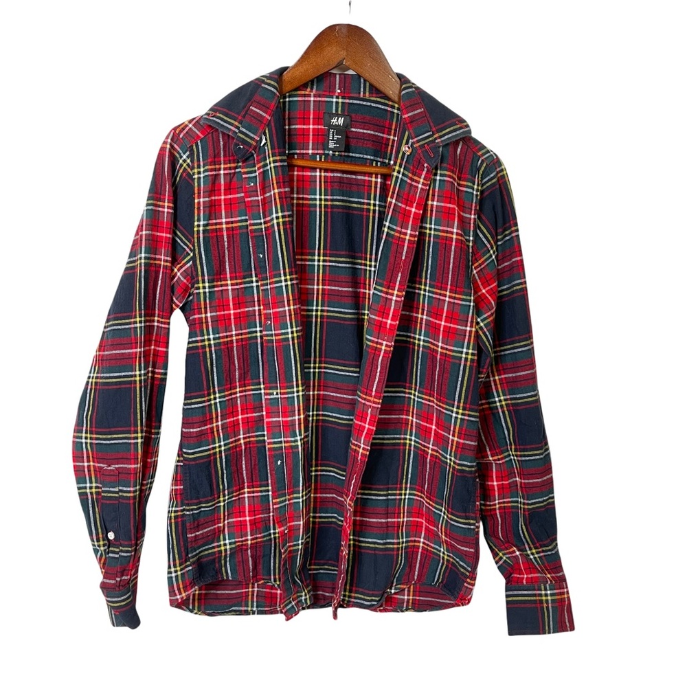 H&M Plaid Button Down Long Sleeve Shirt Red and Green Size Small